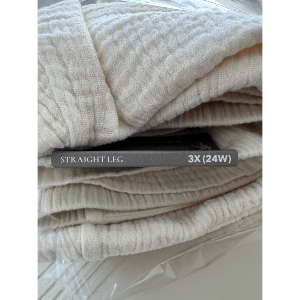 Soft Surroundings Cream Cotton Gauze Wide Leg Crop Pants 5ER85 Ivory NWT Size 3X - Picture 10 of 10